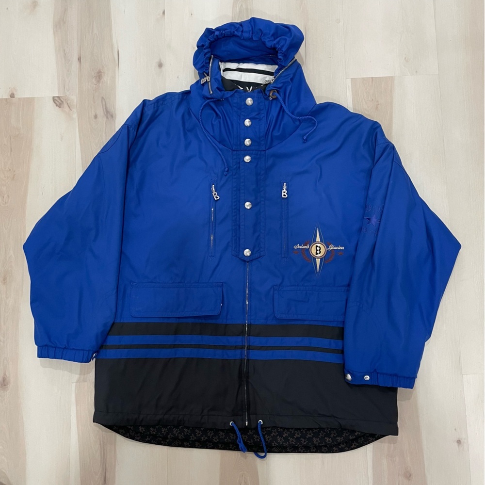 Vintage 90's Willy Bogner Men's SZ 40/L Iceland Glaciers Blue/Black Jacket/Coat